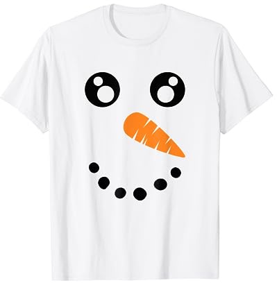 Snowman and Carrot Winter Time Disfraz de muñeco de nieve para invierno Camiseta Niños Unisex Manga larga T-Shirt Blanco Pequeño EU S