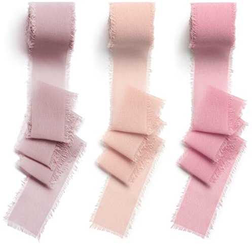 CHUQING 3 Rollen Geschenkband Chiffonband 3,8 cm x 6 m Handgefertigt Dekoband Schleifenband Bänder für Hochzeiten, Festival,Party