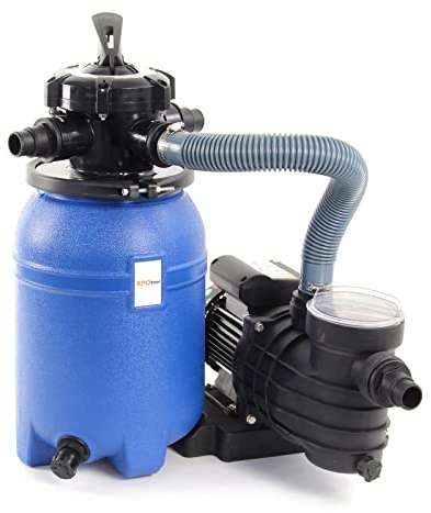 Wiltec Filtro a Sabbia per Piscina, 250 W, Serbatoio filtrante 14 l, Pompa Piscina autoadescante 10.000 l/h