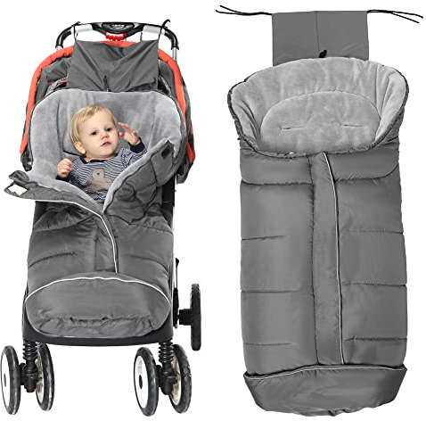 Fairy Bady Babyfußsack Baby Fußsack Winter-Fußsack für Kinderwagen Universal Fußsack für Babyschale Fußsack mit Reißverschluss und Kordelzug（Grau）