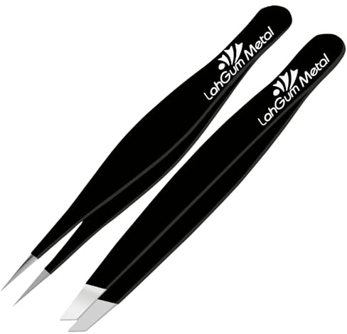 Sharp Pointy Eye Brow Tweezers for Women Facial Hair Chin With Grip Set -Removal Ingrown Hair Tweezers Kit, Pointed Precision Slanted the Best Eyebrow Nose Tweezers for Men Blackhead Remover Splinter