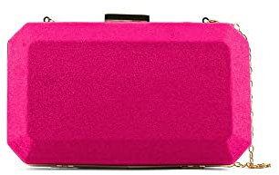 MODELISA - Bolso Clutch Fiesta De Mano Cadena De Hombro Para Vestir Noche Boda Novia Ceremonia Evento Comunion Mujer (Fucsia)
