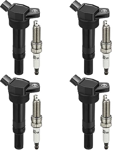 BDFHYK Ignition Coil Pack UF651 and Iridium Spark Plug 9686 Compatible with Kia Soul 2012 2013 2014 2015 Hyundai Elantra Coupe GT 2016-2018 Hyundai Tucson Kia Forte Coil Pack 1.8L 2.0L l4 Set of 4
