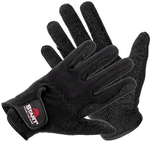 Start Sumba Reithandschuhe Damen Herren, Unisex Erwachsene, Handschuhe Sommer, Reithandschuhe Kinder Touchscreen Sommer Reithandschuh Atmungsaktiv und Bequem für Reitsport (Schwarz, M)