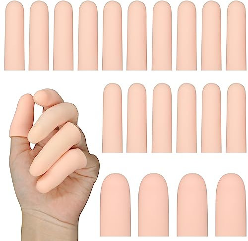 HINGTAI 20 pezzi di gel per dita, proteggi dita mano,speciali copridito elastici per le dita, protezione per la punta delle dita, guanti per dita, protezioni per dita per ferite(Nudo) ﻿