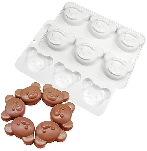 mostsom Silikonform mit 6 Mulden, Bärenform, Schokoladenform, DIY, Kuchen, Zubehör, Formen, Küche, Eiswürfel, Kekse, Gebäck, manuelle Backform für Lebensmittel