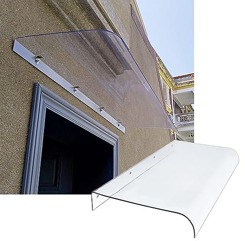 40cm 100cm 120cm Front Door Canopy Window Awning, Outdoor Rain Shelter, Clear Polycarbonate Cover for Garden Porch Patio