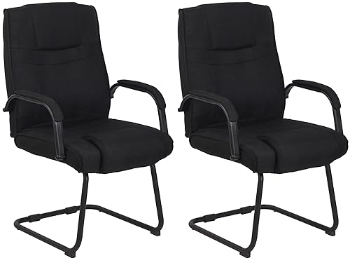 CLP 2er Set Freischwinger Attila Mit Metallgestell & Armlehne I Bürostühle Mit Stoffbezug, Polsterung & 180 KG Belastbar, Farbe:schwarz/schwarz