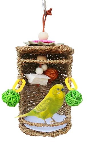 itrimaka Wellensittiche hängen Hängematte - Papageiennest Hängematte Zelthöhle,Vogel-Papageien-Seegras-Zelt, verstecktes Vogelspielzeug, Papageien-Kettennest für Papageien, kleine bis mittelgroße
