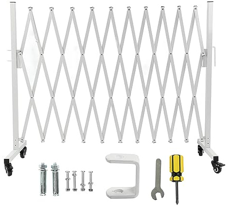 Ausziehbares Scherengitter, Mobile Barrikade-System, Aluminium, Wandmontage, 330x38,6 cm, 1 Stück