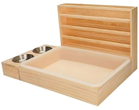 Gralara Futterstation, Heu Futterstation Aus Holz mit Katzentoilette für Kaninchen, Meerschweinchen