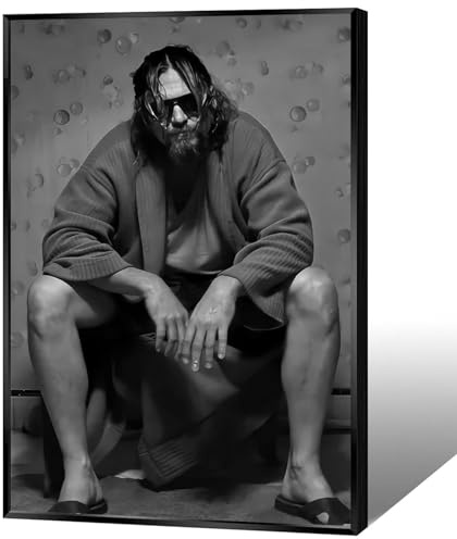 KIJDID Lustiges Filmposter The Big Lebowski, Vintage-Stil, flippig, schwarz-weiß, Wanddekoration für Badezimmer, Wohnung, ästhetische Dekoration, Geschenke, Leinwand, Wandkunstdruck, für Badezimmer,