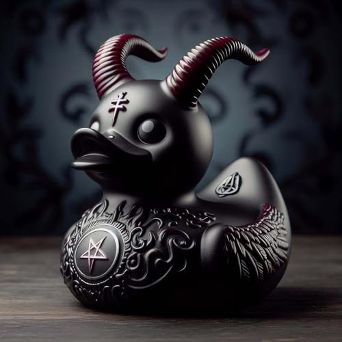edenfuax Goth Resin Duck - Garage Kits,Unique Gothic Gifts & Collectibles,Vinyl Rubber Novelty Ornament Dark Satanic Duck Figurine for Desktop Home Halloween Decor (Satan)