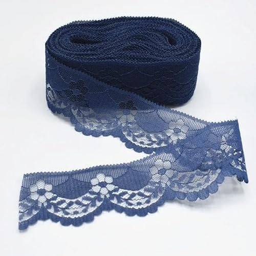 SYSUII 10 Yard Spitzenborte Spitzenband 4cm Breite Vintage Häkelband Häkelspitze Häkel-Borte Dekoband Spitze Zierband fur Hochzeit Deko DIY-Handwerk Tischdeko Basteln Geschenkband -Navy blau