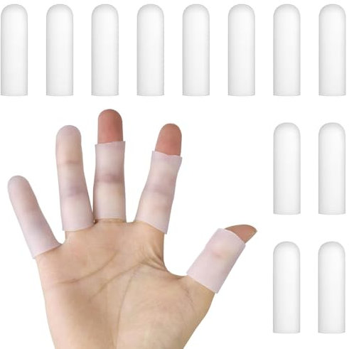 AFCJLTO Protezioni in Silicone per Dita - 12 Pezzi, Gel Manicotti per Dita e Pollici,Proteggi le Tue Dita con Copridito in Silicone, Confortevoli e Duraturi.