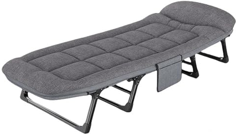 DXDRT Zusammenklappbares Campingbett für Erwachsene, Robustes Campingbett mit Matratze, höhenverstellbares tragbares Schlafbett für Camping,Zuhause,Büro, Urlaub,Krankenhaus