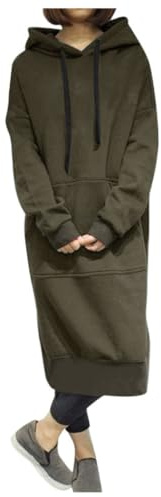 Sweatshirt jacka dam med huva lång – sweatklänning dam långärmad oversized: huvtröja rock med fickor och huva casual hoodie-klänning pullover varma långa toppar höst sweatjacka jumper tröja
