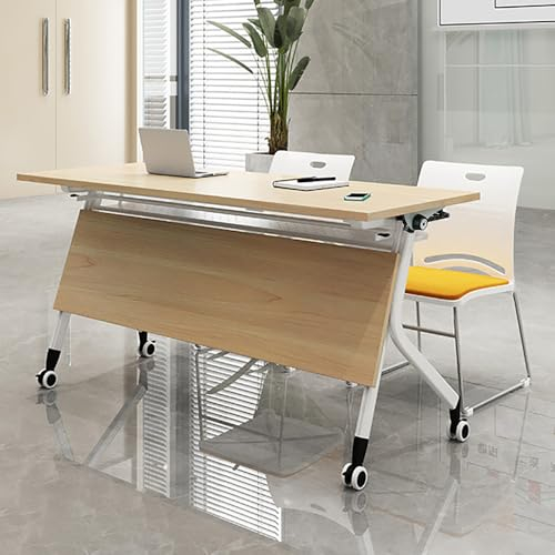 DAXUESEH Konferenztische, Modern Büro Konferenzraumtisch, Klappbare Konferenztisch Schulungstisch, Mobiler Flip Top Besprechungstisch mit Rädern Empfangsraum Sitzungssaal Seminar,1pcs,120 * 40cm