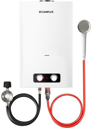 CAMPLUX Tankless Water Heater, 5.28 GPM Propane Water Heater Camping, Outdoor for Cabin, Off-grid, Tiny House & Mobile Home, 136,000 BTU, BD528