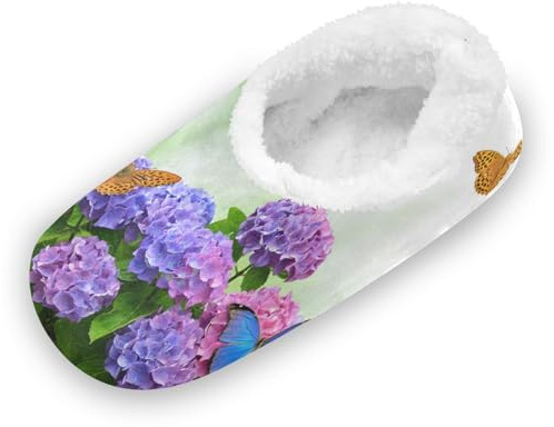 Yopersonalizes Pantoufles pour femme Motif hortensia et papillon, multicolore, 38/39 EU