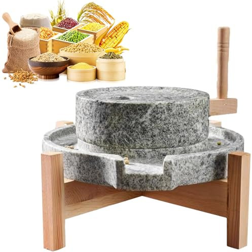 HNBYLMM Getreidemühle Manuell Steingetreidemühle, Nass- und Trockengetreidemühle, Handgekurbelte Getreidemühle aus Stein für den Haushalt, für Weizen/Reis/Bohnen/Samen/Gewürze/Mais/Reispaste