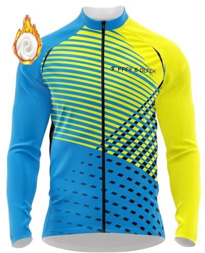 Herren Radtrikot Fahrradtrikot Langarm, Radtrikot Pro Winter Fleece Radsport-Trikots Shirts, Fahrradbekleidung Fahrrad Trikot T Shirt für Männer (16,5XL)