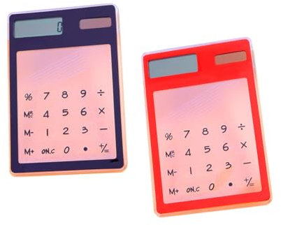 Lurrose 2pièces Calculatrice Solaire Tactile Fine Portable Calculette De Bureau Compacte Calculatrice Simple pour École Et Maison Modèle Noir Et Rouge