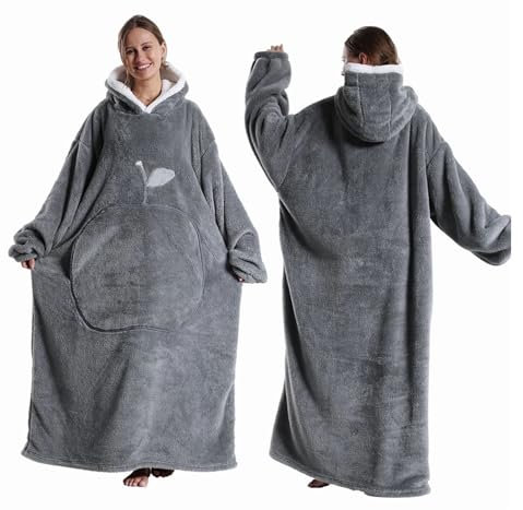 JMORCO Decke Mit ärmeln Winter Mit Kapuze Pullover Decke Frauen Übergroße Fleece Decke Mit Ärmeln Große Tasche Warme Dicke TV Hoodie Robe Paar(FH148)