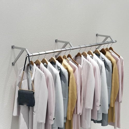 Industrieller Rohr-Kleiderständer Zur Wandmontage, Offene Hängende Aufbewahrungsschienen-Organizer, Hängendes Kleiderständer Aus Edelstahl For Einzelhandel, Waschküche, Garderobe, Gewerbliche Nutzung(