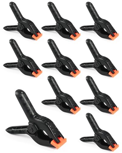 RELBRO Federklemmen, 8,9 cm kleine Kunststoff-Ballonbogen-Clips, strapazierfähig, schwarz, 10 Stück