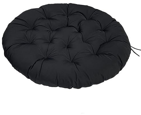 Dickes, atmungsaktives, abnehmbares, rundes Schaukelkissen zum Aufhängen, Eierstuhlkissen, farbecht, für drinnen und draußen, Pad für Haustiere, 110 cm, Schwarz
