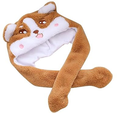 JOINPAYA Corgi Hut Mit Beweglichen Ohren Lustige üschmütze Für Und Erwachsene Fotorequisiten Cosplay Zubehör Cartoon Hundemuster Weich Und Bequem