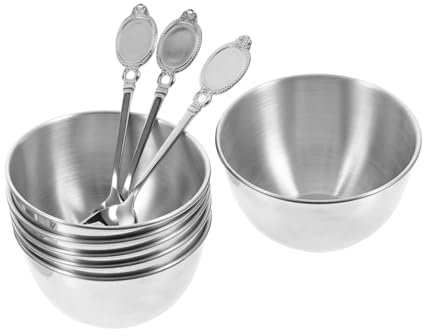 TEMPNAP 9pezzi Ciotole Acciaio Inossidabile Per Salse Con Cucchiaio Piccole Ciotoline Rotonde Per Condimenti Per Salsa Di Soia Aceto e Marmellate Versatili e Compatte