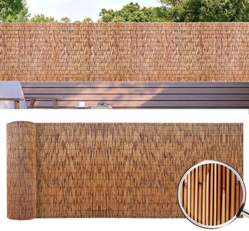 Natürlicher Bambus-Bildschirm-Fechten 1 m 1,2 m 1,5 m Höhe Langlebiger und atmungsaktiver Bambus-Baldachin Garten Balkon Sichtschutz Carbon Black Line Finish
