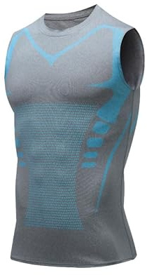 Slimming Compression Vest for Men - Sleeveless Body Shaper Undershirt or Base Layer. Streamlined Look. Tight Muscle Support. Invisible Skin Under Tops