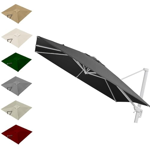 VLKLPZAHAK Telo di Ricambio per Ombrellone da Giardino 3X3 M, Telo di Ricambio per Ombrellone da Balcone E Terrazza da Mercato, Tessuto UV Antivento(Grey,3x3m (9.8x9.8ft))