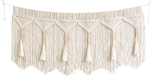 aupawdy Stor vägghänge i makramé, 130 × 60 cm, böhmisk vävd gobeläng, boho-väggdekoration av 100 % bomull, väggkonst, dekoration för sovrum, vardagsrum, balkong