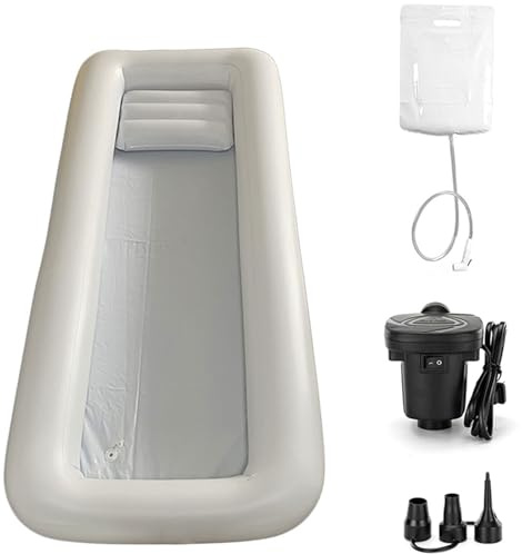 Baignoire Gonflable, Douche, lavabo for Personnes âgées, système de Lavage corporel Gonflable Portable en PVC avec Poche à Eau et Pompe à air électrique, Baignoire Spa Pliable au lit for Adultes