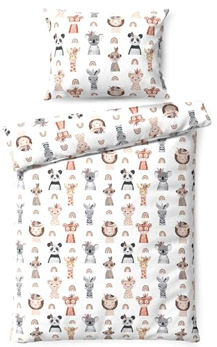 PinkZebra Biancheria da letto per neonati e bambini con cerniera: coperta 100 x 135 cm + cuscino 40 x 60 cm, biancheria da letto per bambini in 100% cotone, biancheria da letto Öko-Tex, Made in EU