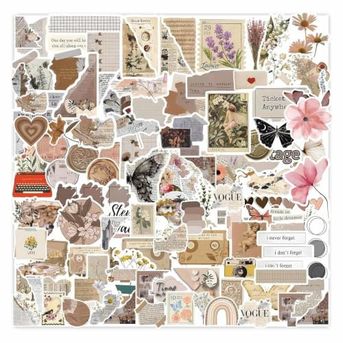 JOOTUEPO 120 Pcs Pegatinas Aesthetic, Pegatinas Vinilo Impermeables, Stickers Aesthetic, Decorativa para Bricolaje, Álbumes de Recortes, Libro de Fotos, Diario, Bullet Journal, Ordenador Portátil