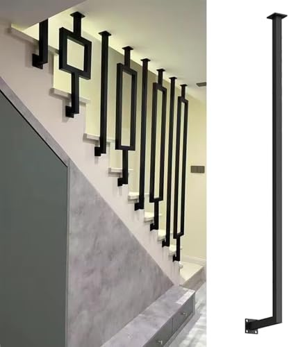 MarxaN Pasamanos de Escalera, Postes de balaustrada de Hierro Forjado Negro, barandillas Modernas en Forma de L para pasillos, áticos, porches y Balcones.(Straight Pipe,85cm)