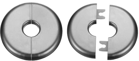 QUARKZMAN 2 Stück Wand-Split-Flansch 17mm/0.7 Selbstklebende Sanitär-Abdeckplatten ABS Kunststoff Runde Blende Clip-Design Für Wasserrohr Badezimmer Küche Dekoration Grau