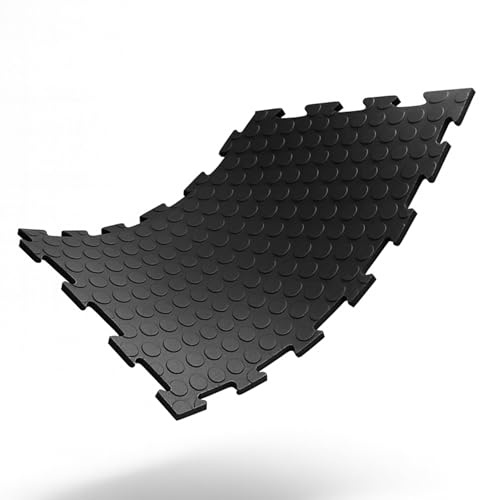 50x Gewerbeboden PVC Fliesen Noppen 48x48cm - VDP I Garagenboden Fliesen I Garagenboden klickfliesen I Garagenfliesen I Industrieboden I Werkstattboden I rutschfest & wasserdicht schwarz