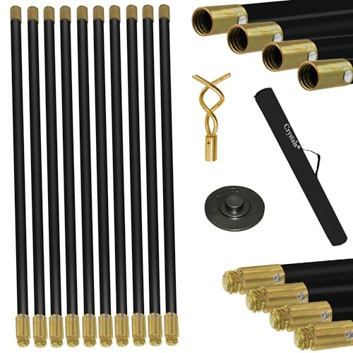 12 PCS 30FT Drain Rod Unblocker Tool Set | Professional Drainage Rod Set with Plunger & Double Worm Screw | Heavy Duty Drains Cleaners and Unblockers for Pipes & Gutters
