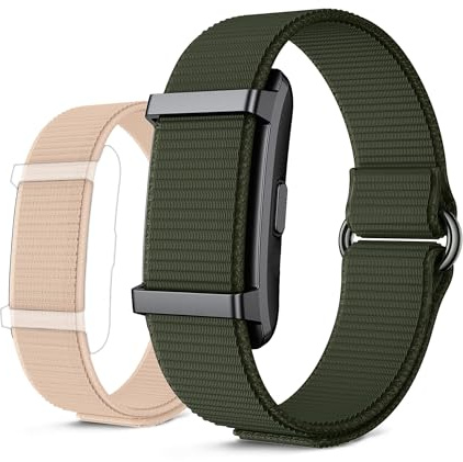 KSIX Vitalis Go Pulsera Inteligente sin Pantalla, Smartband con Monitor de frecuencia cardíaca, oxígeno, Temperatura, sueño y estrés, 5 ATM, 30 días autonomía, 2 Correas Verde y Beige