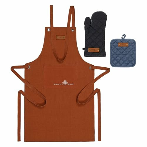 THUN - Set guantone, grembiule, presina e cesto Acqua e Farina - Tessuto,presina/Topflappen/potholder 19,5x22,5 cm