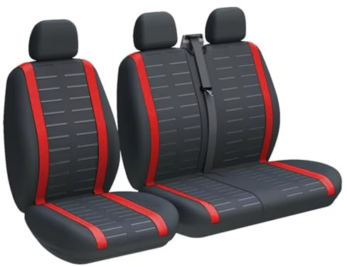 Auto-Schonbezüge Für VW Für T4 2+1 LKW Sitzbezüge Schutzsitz(3-Seater RED)