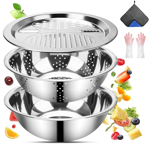 Multifunktionales Edelstahlbecken 3-teiliges Seiher-Sieb-Set