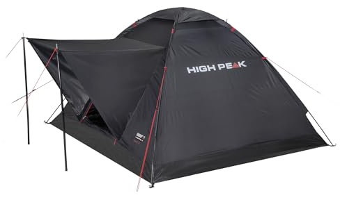 High Peak Kuppelzelt 3 Personen, leichtes Campingzelt mit offenem Vordach | 1500mm Wassersäule, Mesh-Eingang gegen Insekten, Dachbelüftung, 2,6kg, für Regenschutz, Festival, Wandern, Angeln, Reise