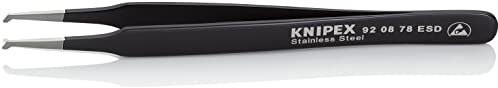 KNIPEX SMD-Präzisionspinzette Mattiert Glatt 118 mm, 92 08 78 ESD